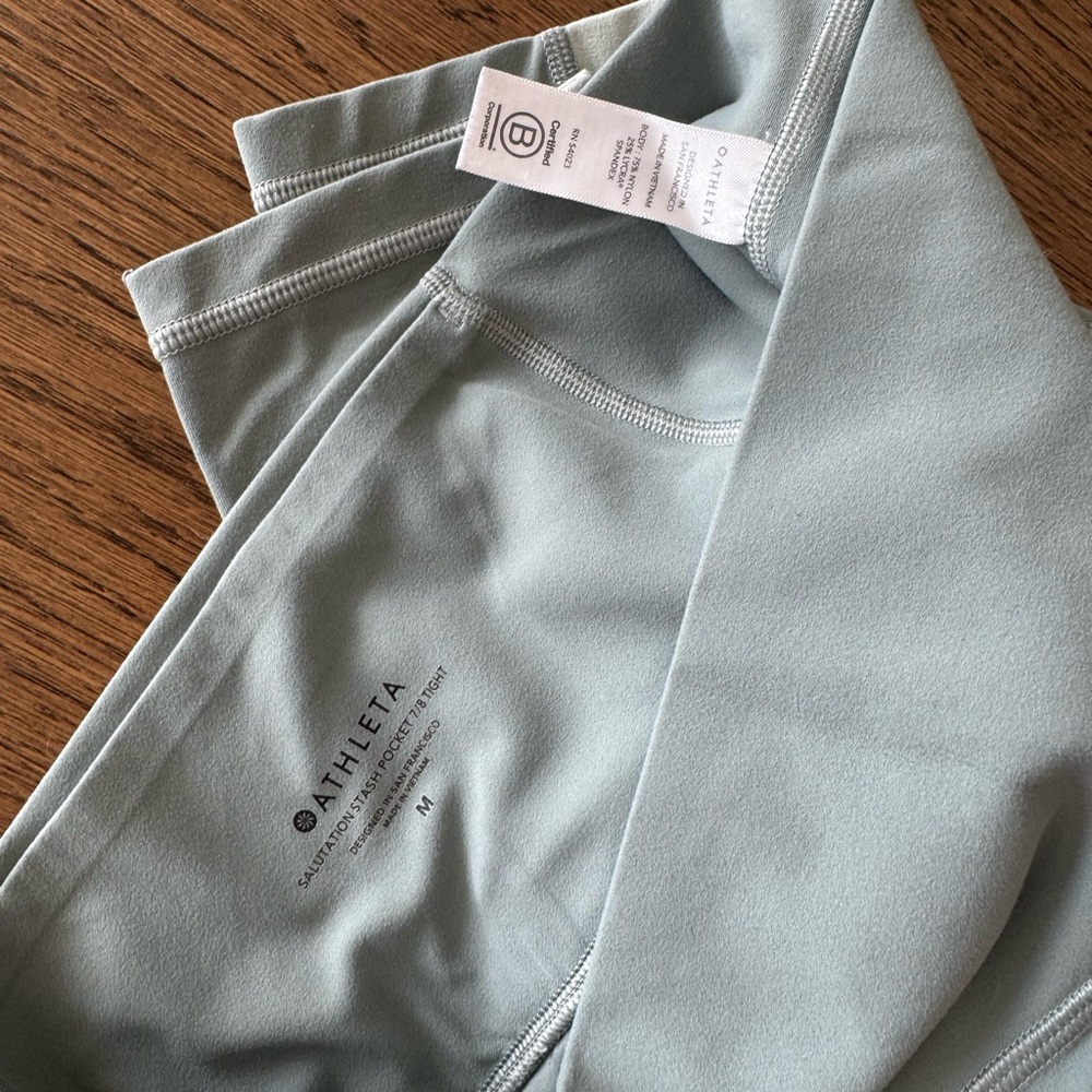 Athleta Sage Green Leggings with Striped Detail - Picture 8 of 8